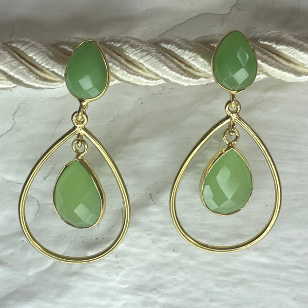 Boucle d'oreille créole - chrysoprase