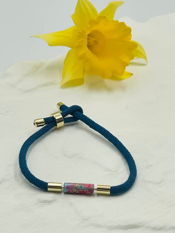 Bracelet corde bleue - jaspe impérial