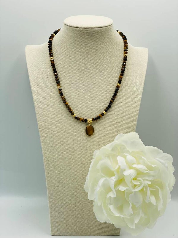 Collier oeil de tigre - pendentif oeil de tigre