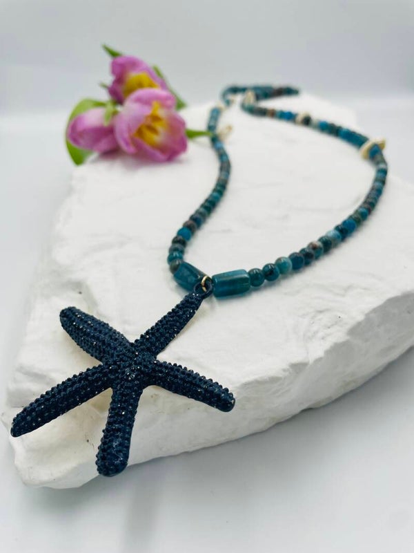 Sautoir apatite - pendentif étoile de mer