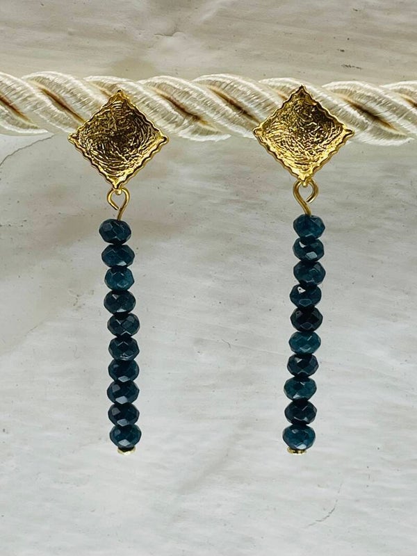 Boucle d'oreille longue - agate bleue