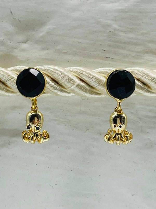 Boucle d'oreille pieuvre - onyx