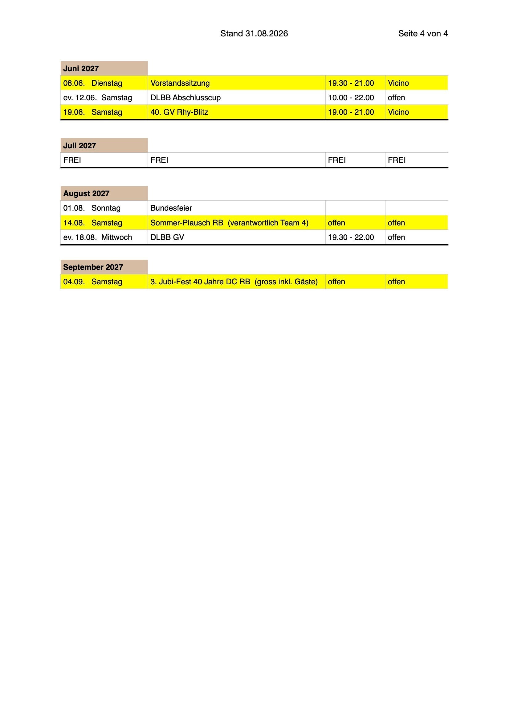 Termine Steel Dart Club Rhy-Blitz 3.
