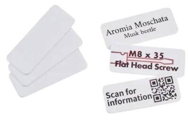 Zelfklevende plastic kaartjes 45 x 18mm