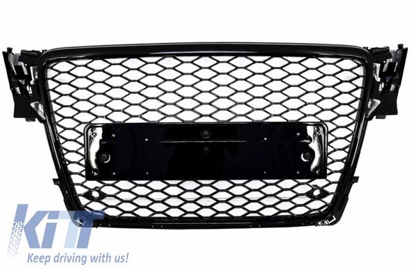 Audi A4 B8 (08-11) Badgeless Front Grill RS4 Design Piano Black