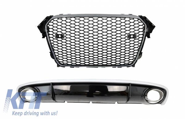 Audi A4 B8 (12-15) Sedan/Avant Facelift Badgeless Grill With Rear Diffuser RS4 Design