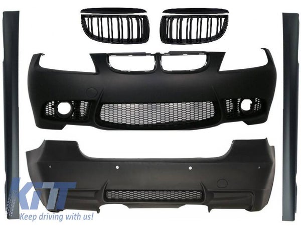 BMW e90 (04-08) Body Kit M3 Design With Double Stripe Grilles Piano Black PDC