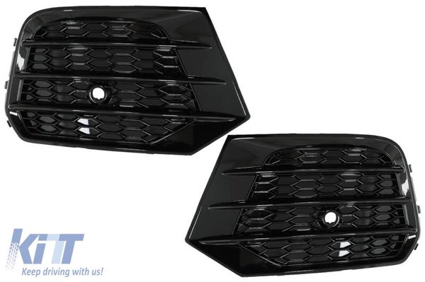 Audi Q3 8U (14-17) Facelift Fog Light Covers Side Grilles RS Design Piano Black