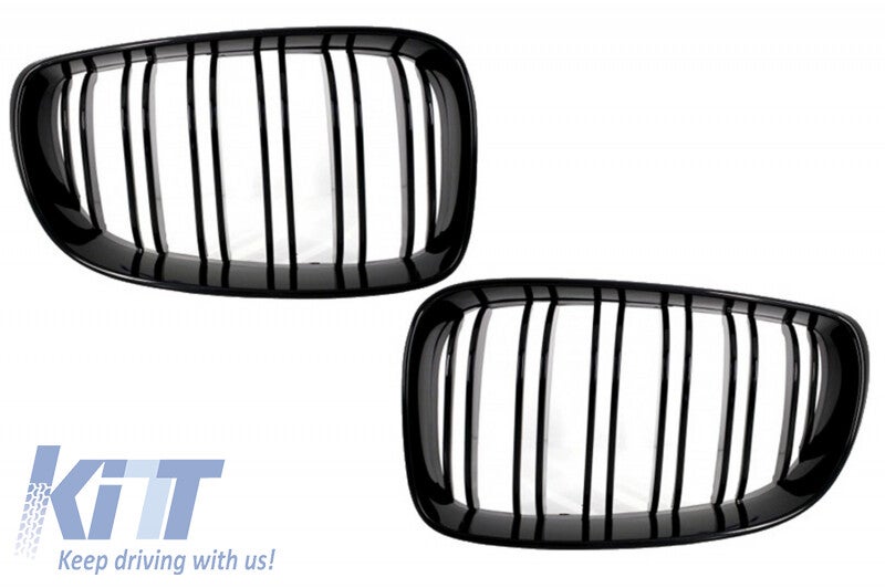 BMW e87 e81 e82 e88 (07-11) Central Kidney Grilles Double Tripe M Design Piano Black