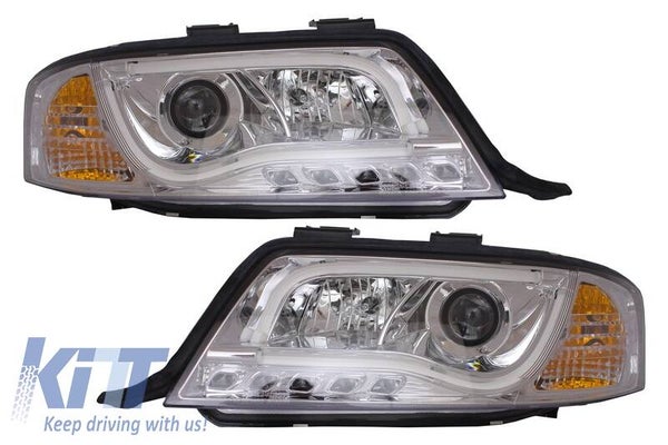 Audi A6 B4 (97-99) Headlights LED DRL Lightbar Chrome