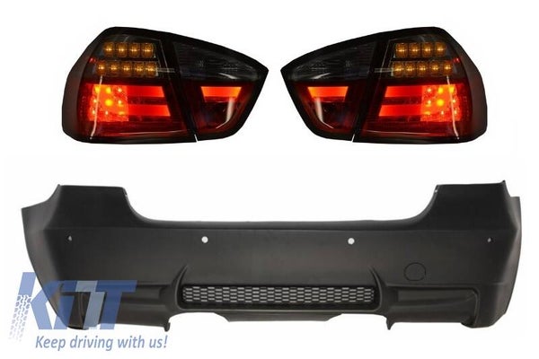 BMW e90 (05-08) Rear Bumper M3 Design With PDC LED Taillights Red/Smoke