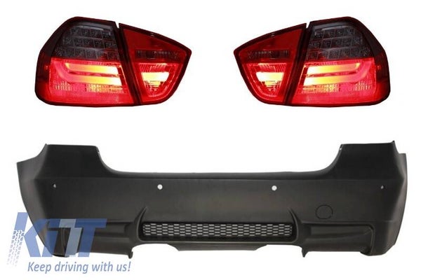 BMW e90 (05-08) Rear Bumper M3 Design With PDC LED Taillights Red/Smoke