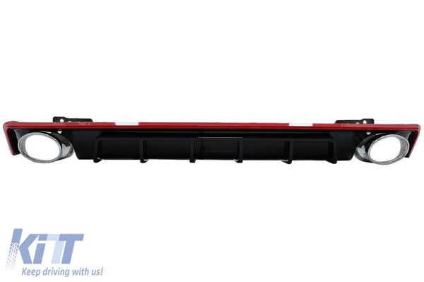 Audi A6 C8 4K (18-Up) Sedan/Avant Rear Diffuser & Exhaust Tips RS6 Design Red