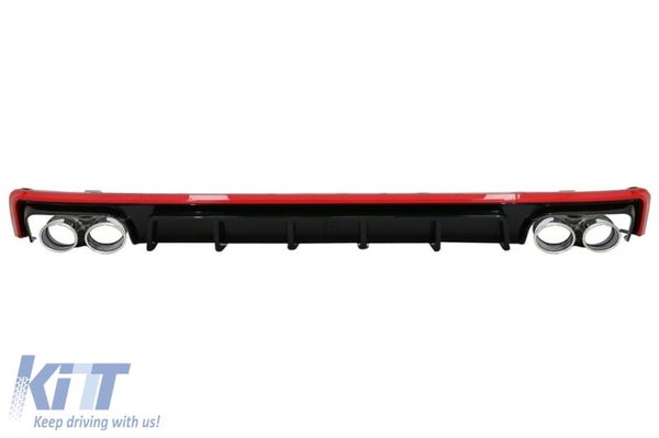 Audi A6 C8 4K (18-Up) Sedan/Avant Rear Diffuser & Exhaust Tips S6 Design Red