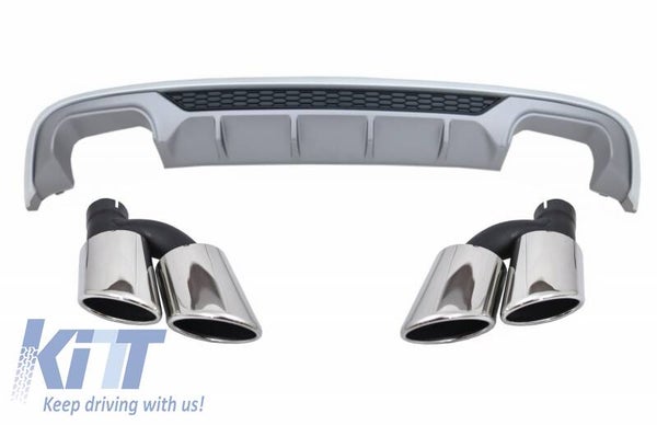 Audi A3 (16-19) Facelift Hatchback Sportback Rear Diffuser SE S3 design With Exhaust Muffler Tips