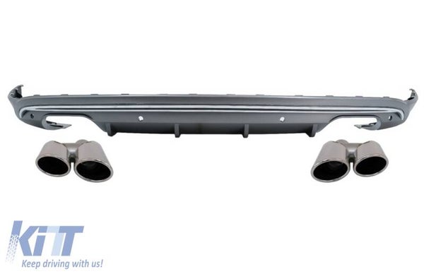 Audi Q5 8R (09-16) Rear Diffuser With Exhaust Muffler Tips Platinum Grey Chrome