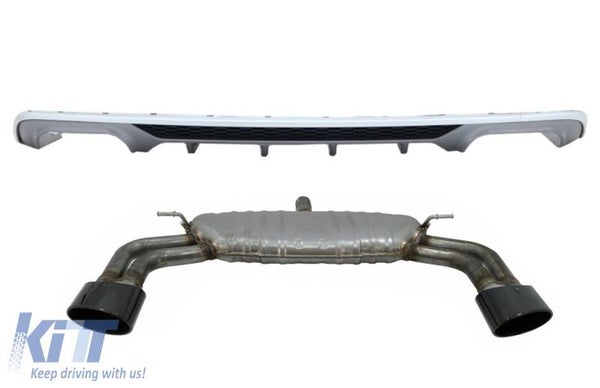 Audi A3 (16-19) Facelift Rear Diffuser Sedan Convertible SE S3 Design With Exhaust System Piano Black