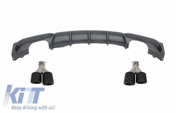 BMW f30/f31 (11-Up) Rear Diffuser M Performance Design Double Outlet Carbon With Exhaust Muffler Tips Carbon Fiber Matt