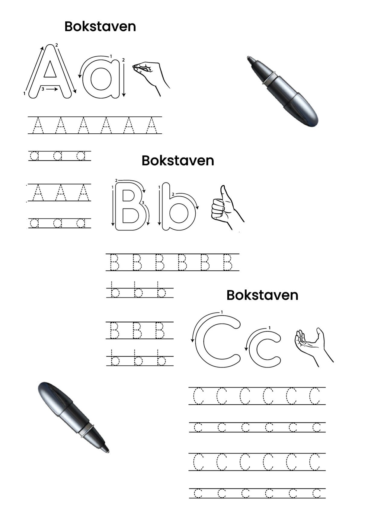 Träna på att skriva - Bokstäver