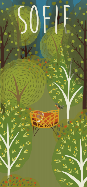 Geboortekaart wieg bos naïef 