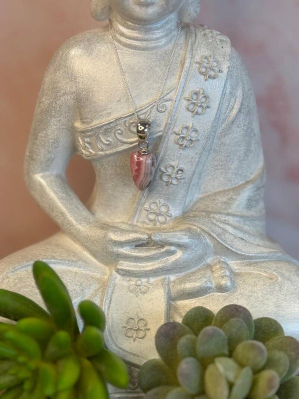 Edelsteinkette Rhodochrosit 925 Silber Unikat