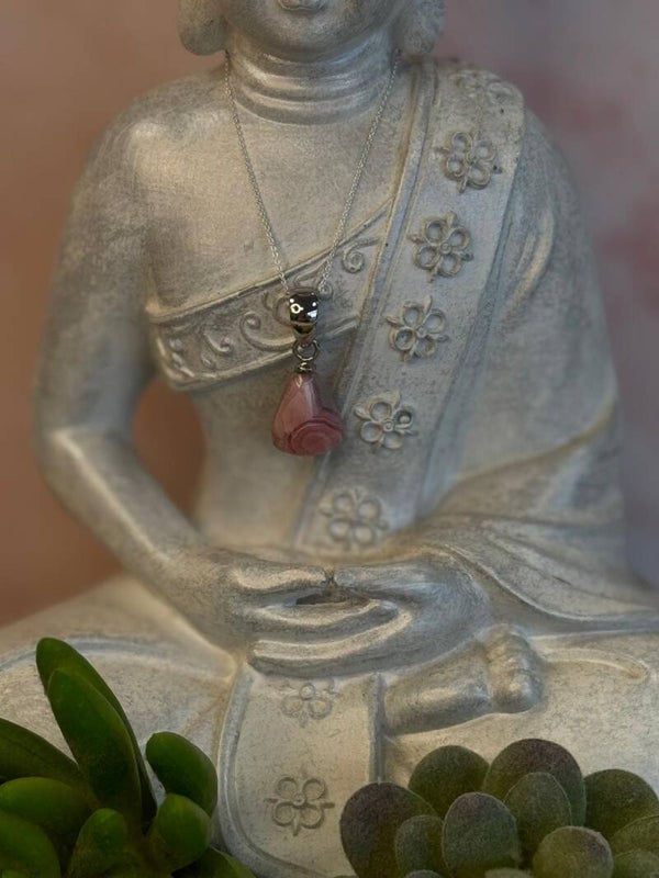 Edelsteinkette Rhodochrosit 925 Silber Unikat