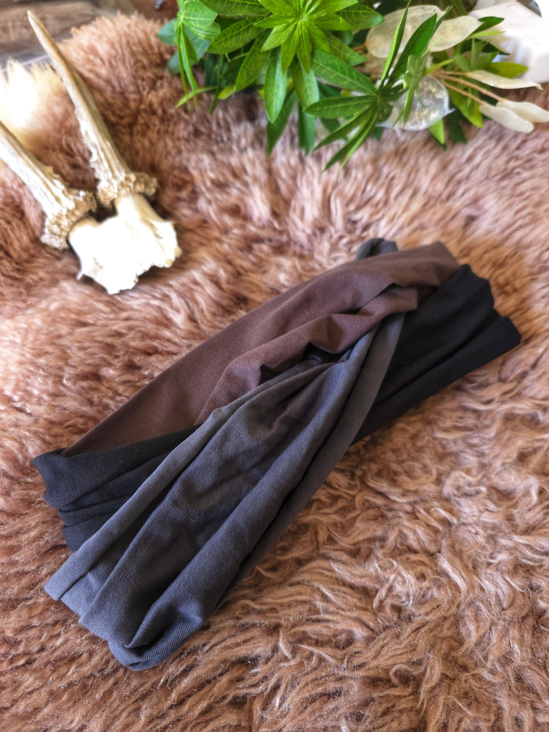 Trio kleurige haarband "Black Earth"