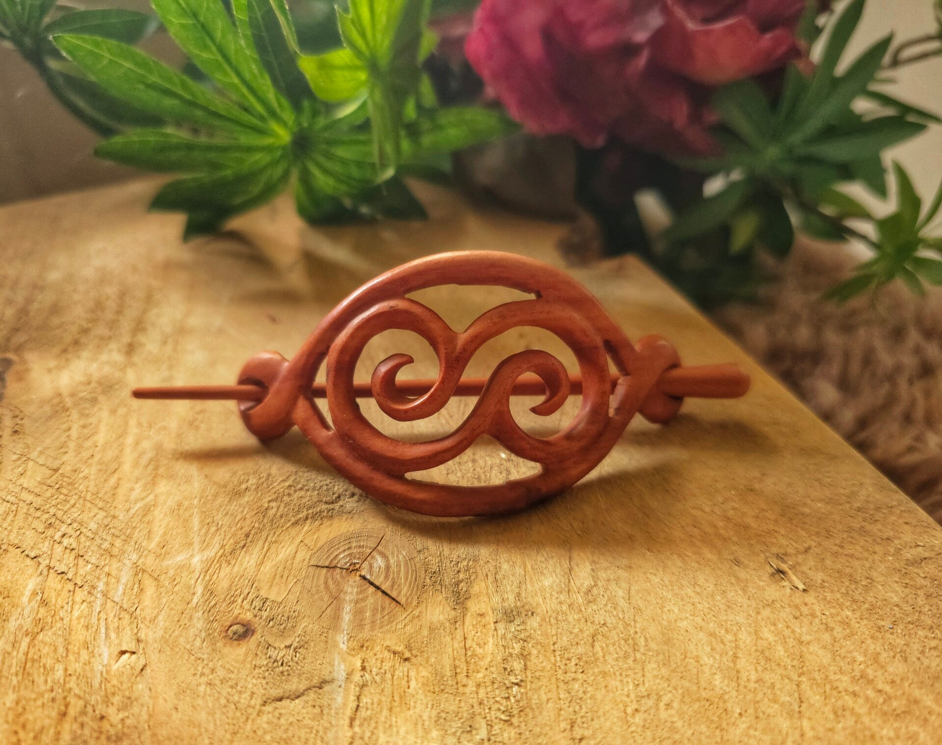 Handgemaakte houten haarspeld