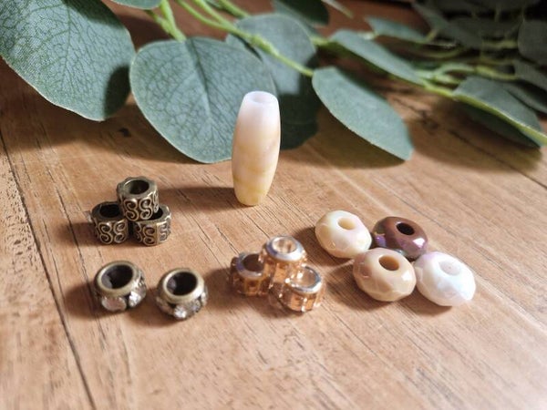 Dreadlock kralen set " Beige "