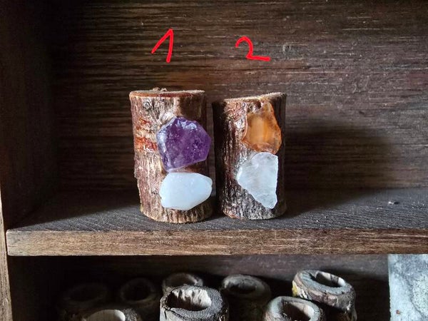 Beadies natuurlijk hout met edelsteen