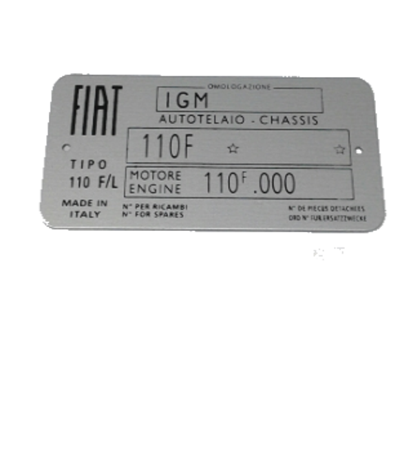 140-3117 Typenschild Leer Tipo 110F/L