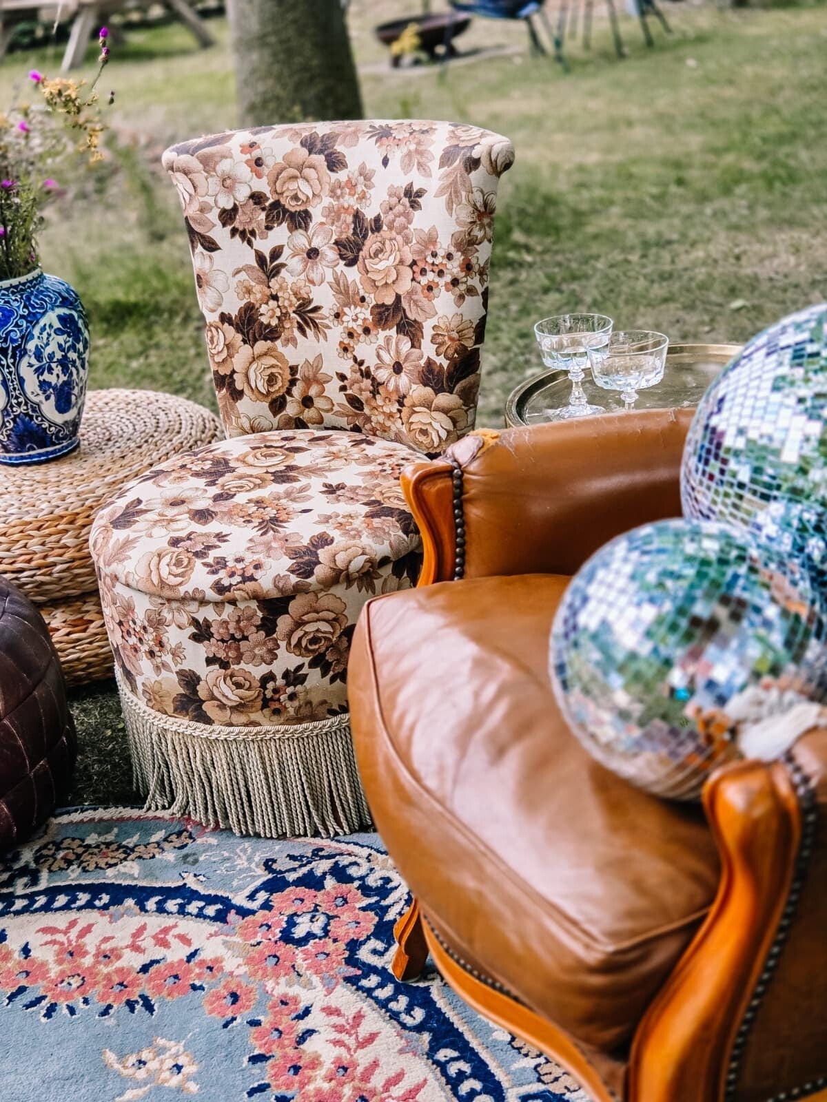 Vintage bloemen fauteuil