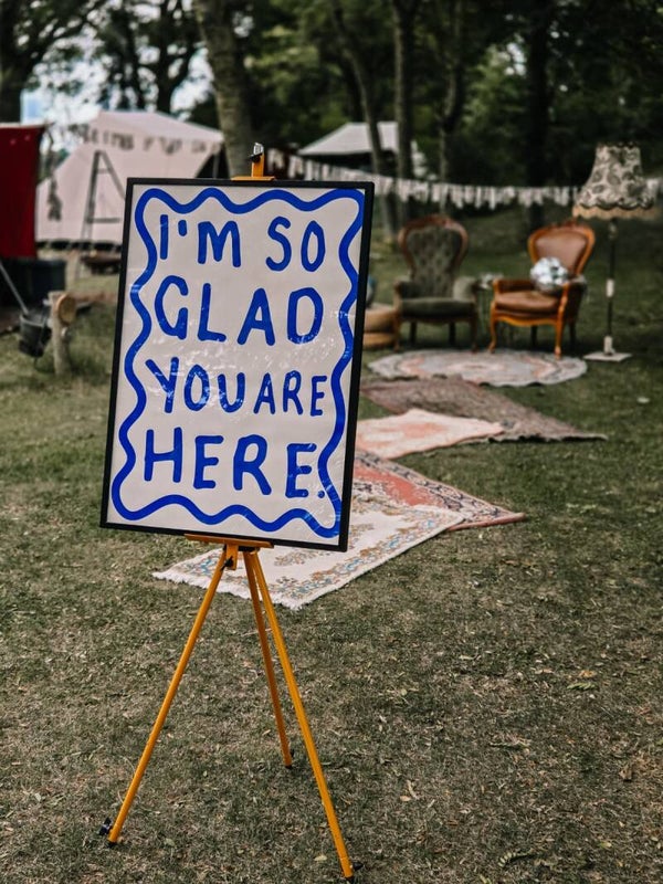 Welkomst schilderij op ezel
