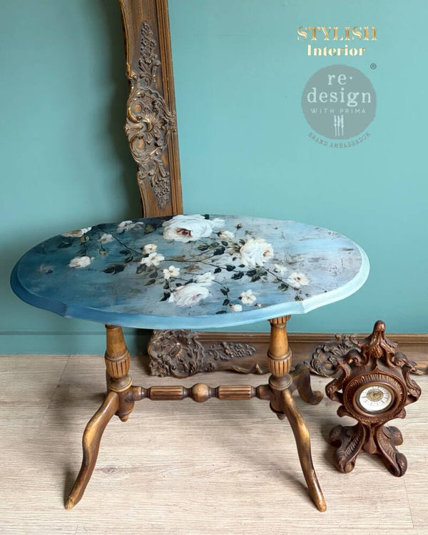 Ovaal tafeltje blue vintage floral