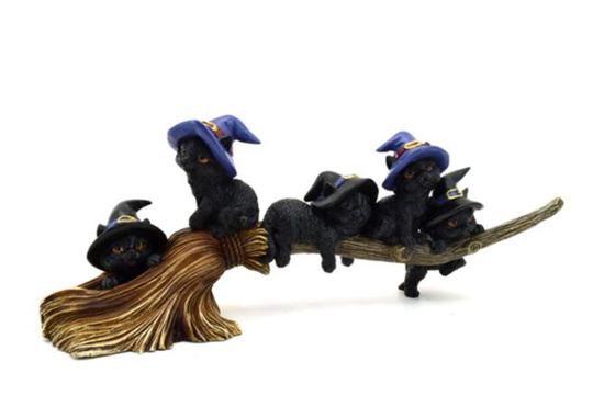 Heksen katten op bezemsteel