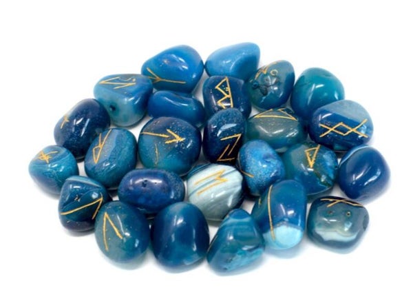 Rhunestenen set blauwe onyx