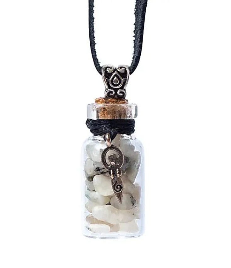 Hanger wens flesje moon goddis maansteen