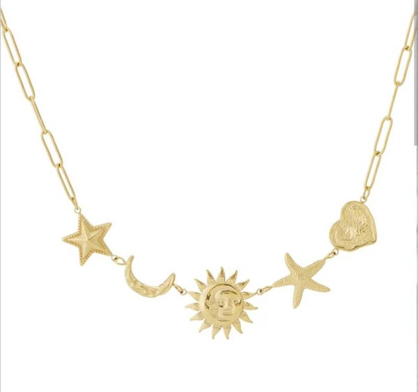 Rvs Neckless sun en moon