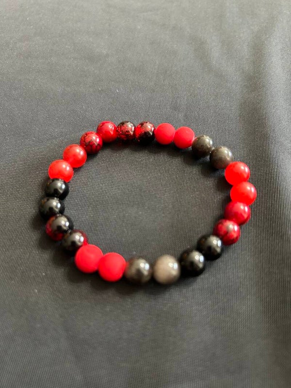 Red/Grey bead bracelet