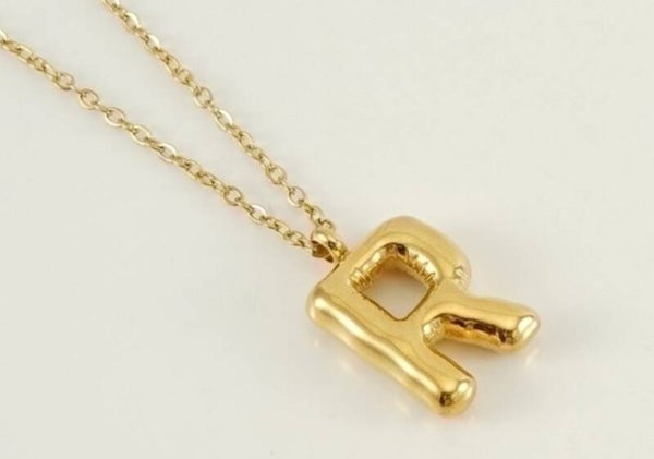 Bubble balloon ketting letter R goud
