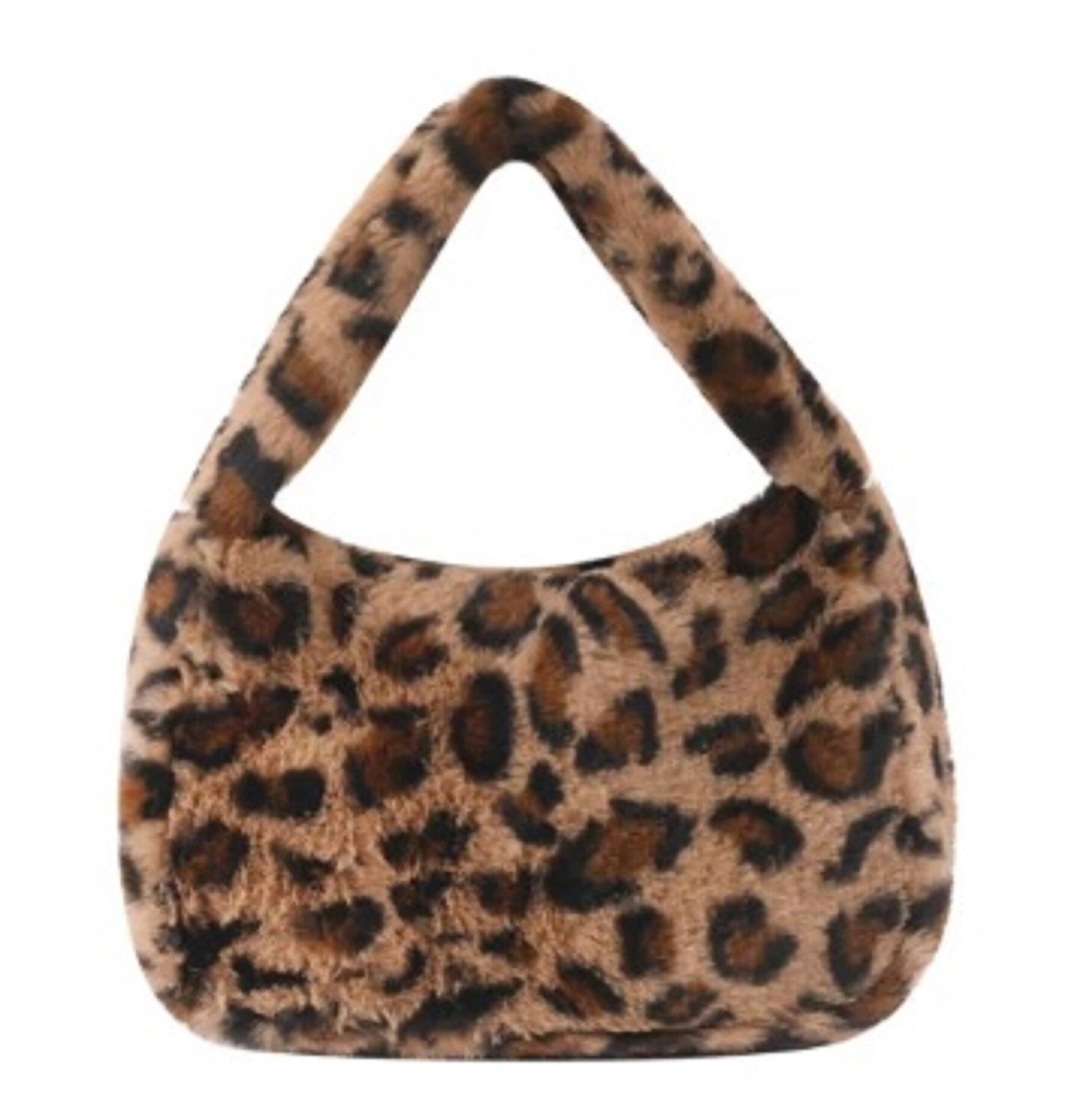 Pluche fluffy handtas tijgerprint bruin