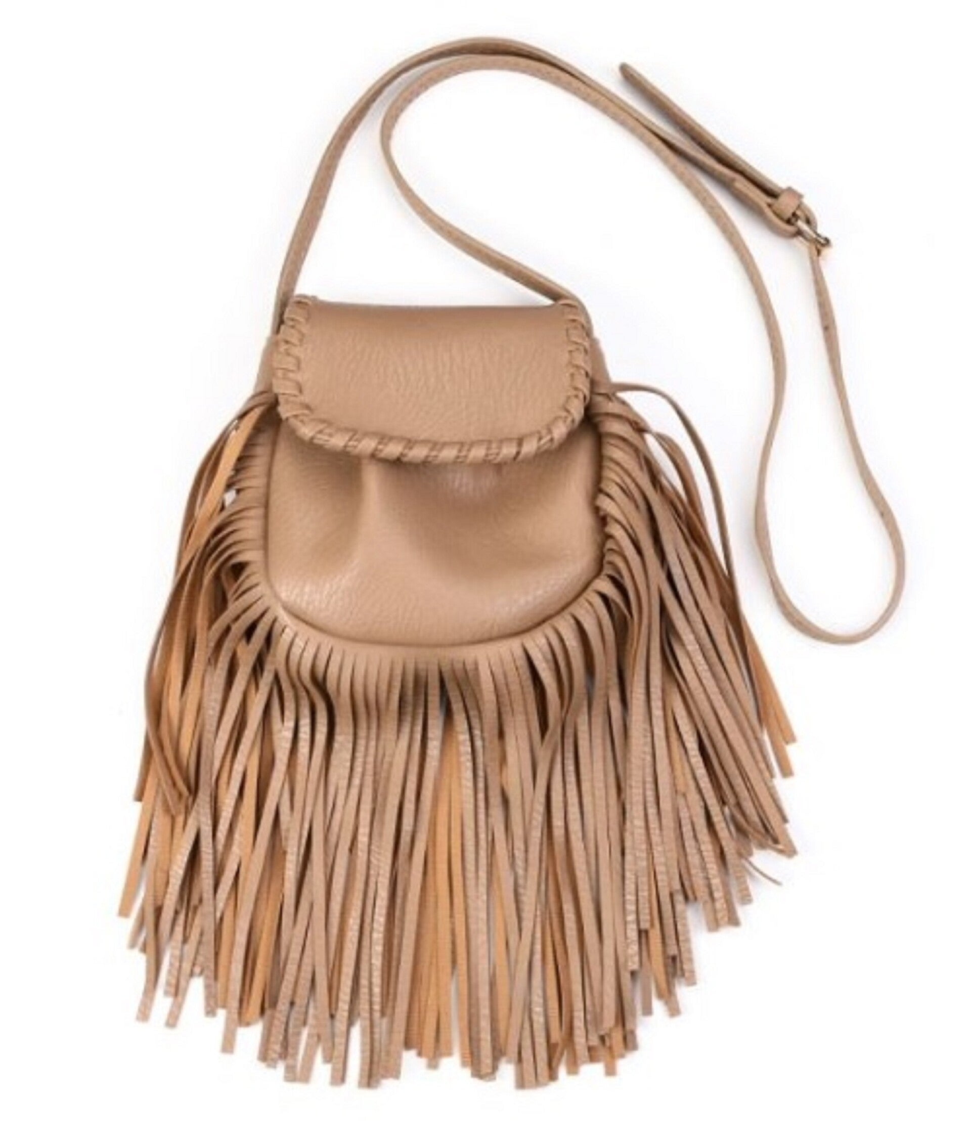 Ibiza mini tas met franjes - Kaki