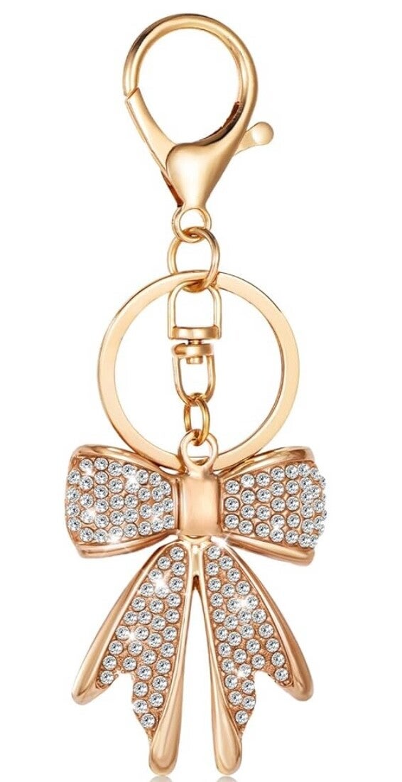 Sleutelhanger Tashanger Strik goud met steentjes