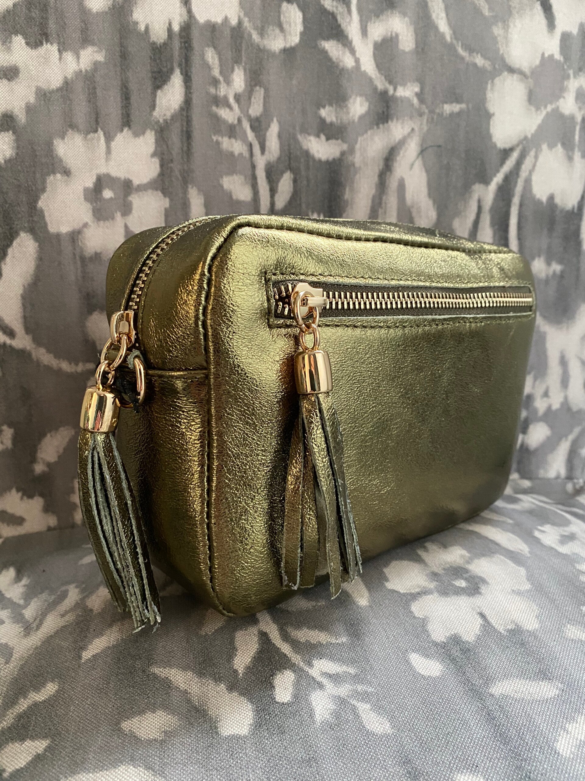 Chantal bag Lederen metallic groene tas