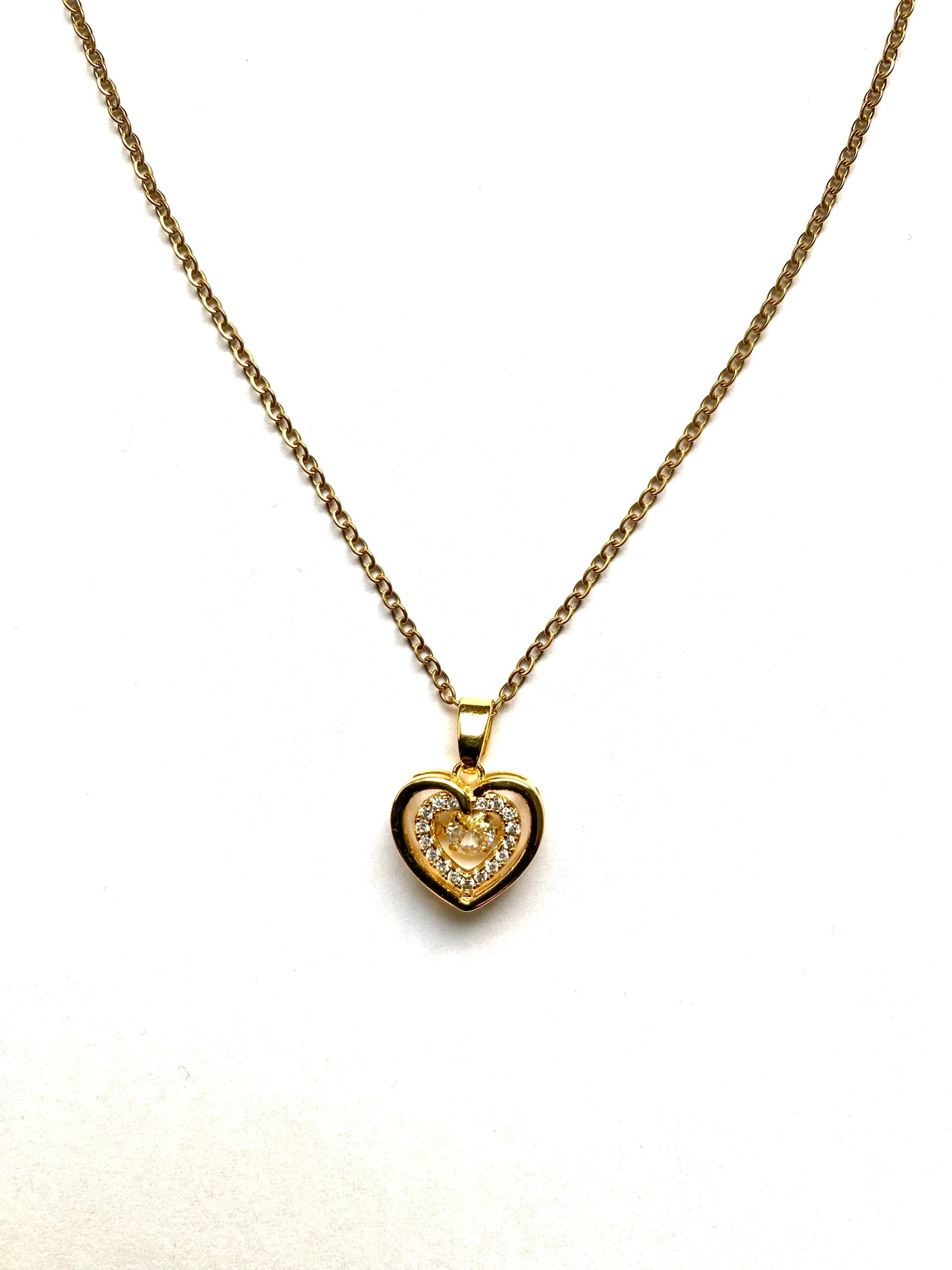 Ketting met luxe hanger hart met steentjes