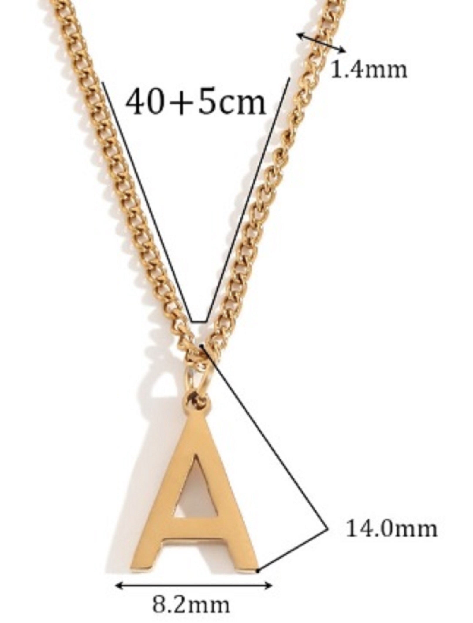 Ketting met strakke letter A goud