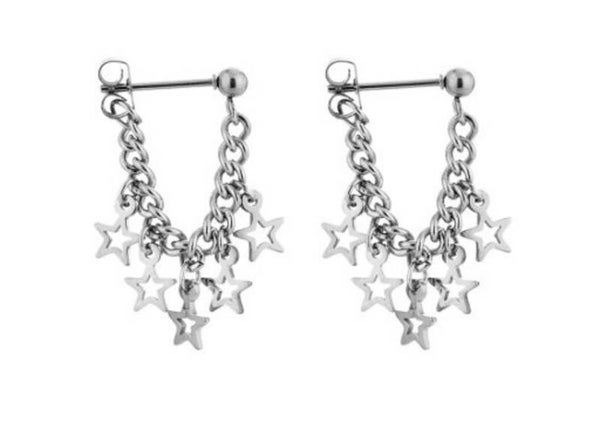 Oorstekertjes ketting met sterretjes