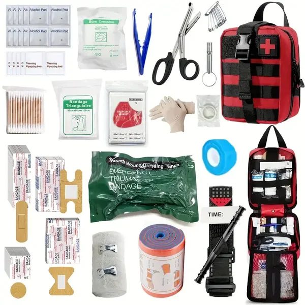 192pcs/Set Tactical First Aid Kit, Emergency Survival Gear for Outdoor, Men's Hiking, Camping, Hunting, Car, Boating, Travel and Adventure