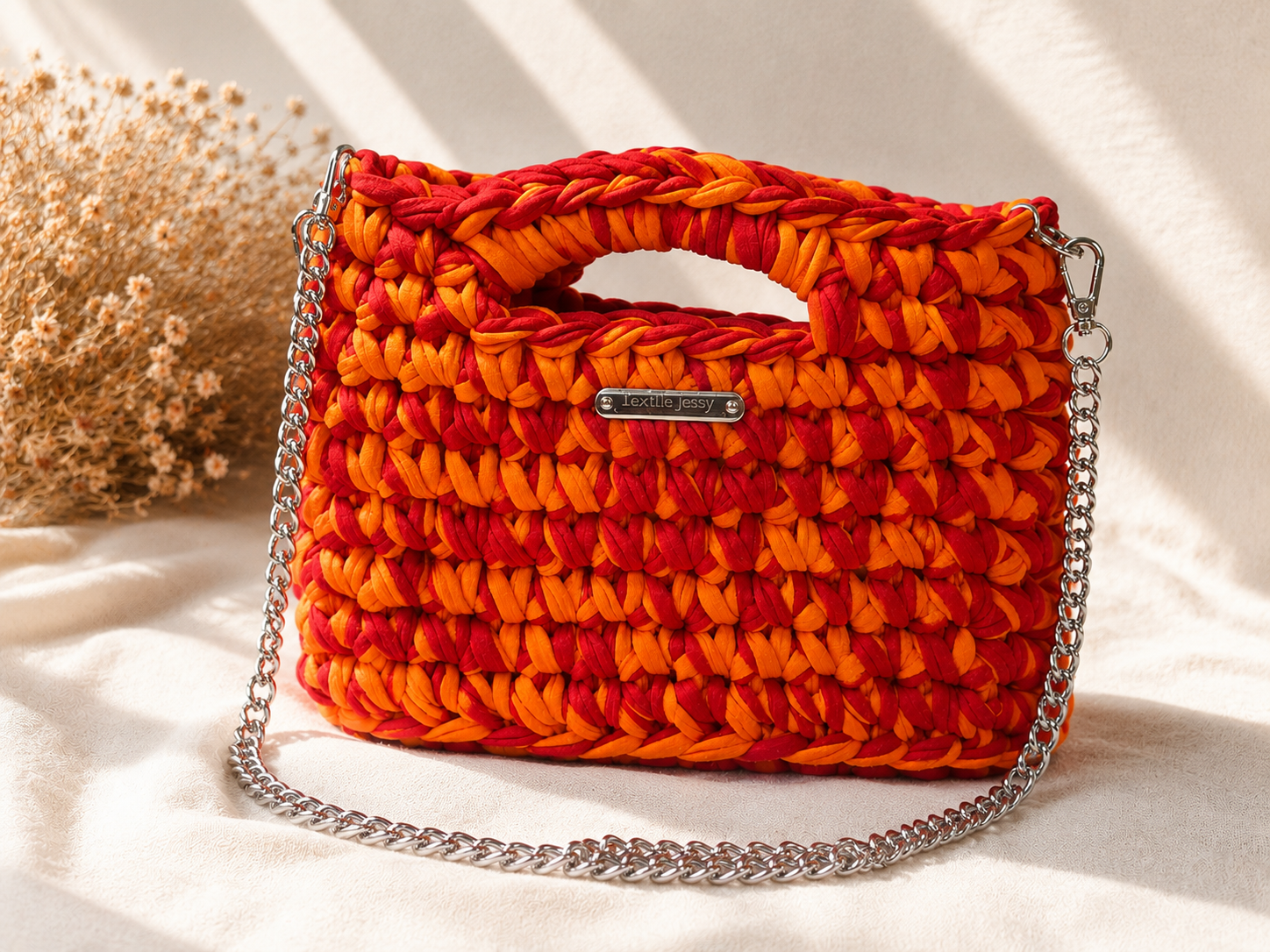 Sac Hoanna au crochet orange et rouge