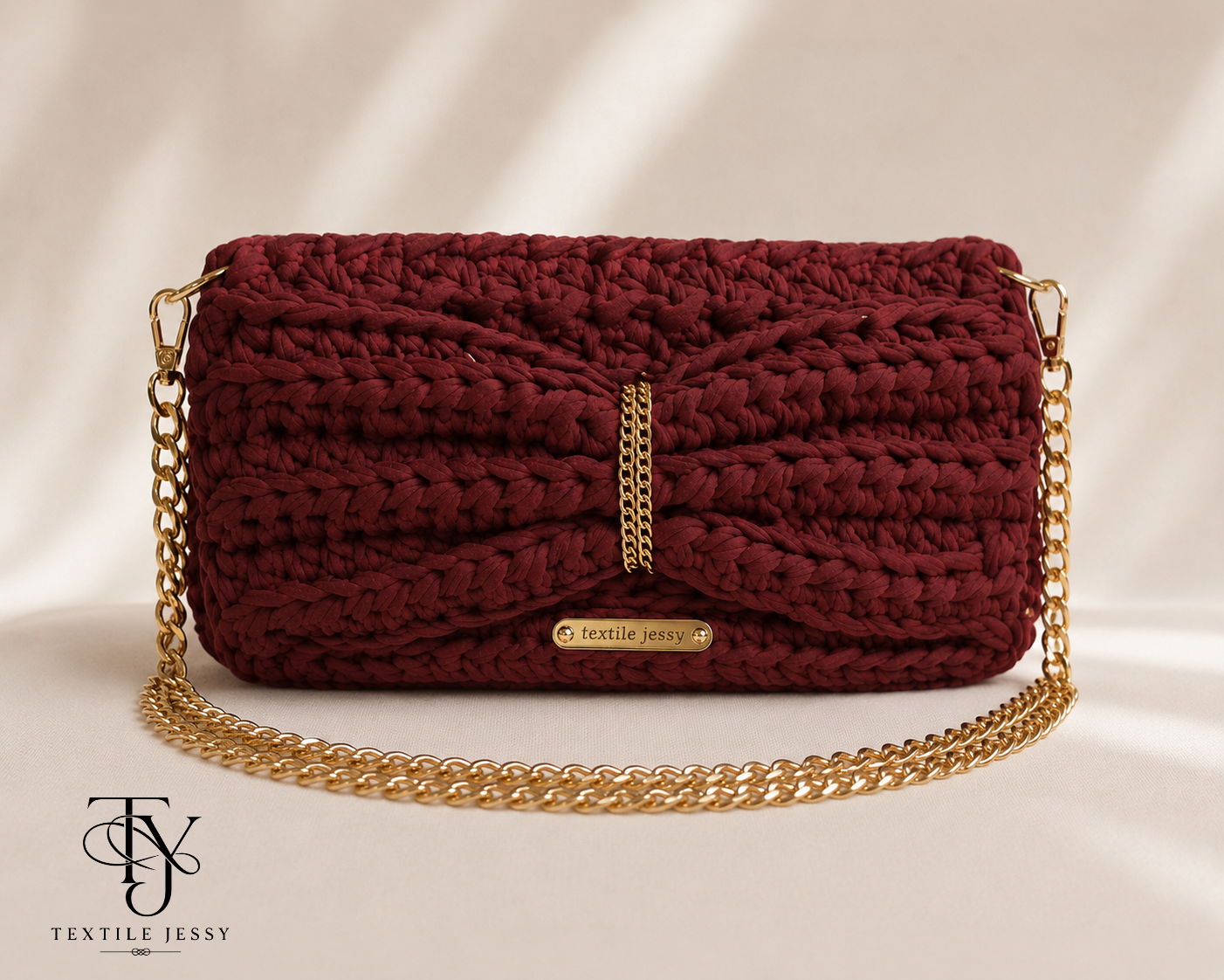 Sac Gala au crochet fait main Textile Jessy, sac artisanal chic et élégant pour femme